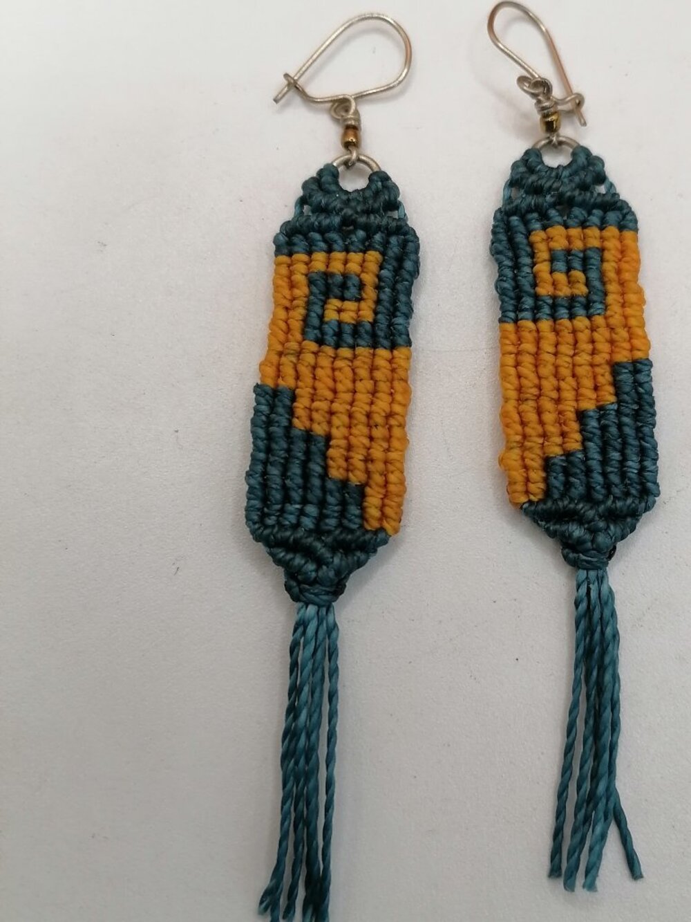 Macrame Thread Earrings with Fringe - Peruvian Handicraft